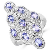 1.53 Carat Genuine Tanzanite .925 Sterling Silver Ring