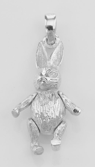 Moveable Rabbit Pendant Charm - Movable - Sterling Silver