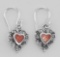 Cute Heart Earrings w/ Stone - Sterling Silver