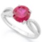 2 2/5 CARAT CREATED RUBY & DIAMOND 925 STERLING SILVER RING