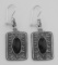 Classic Antique Style Rectangular Black Onyx Earrings - Sterling Silver