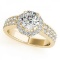 CERTIFIED 18K YELLOW GOLD 1.01 CT G-H/VS-SI1 DIAMOND HALO ENGAGEMENT RING