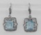 Art Deco Style Filigree 8 Carat TW Blue Topaz Earrings - Sterling Silver