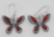 Red Carnelian Marcasite Butterfly Earrings Sterling Silver