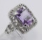 Classic Art Deco Style Amethyst Filigree Ring - Sterling Silver