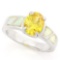 3 4/5 CARAT CREATED CITRINE & 1 CARAT CREATED FIRE OPAL 925 STERLING SILVER RING