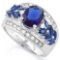 CREATED BLUE SAPPHIRE 925 STERLING SILVER RING