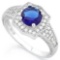 1 1/5 CARAT CREATED BLUE SAPPHIRE & 2/5 CARAT (40 PCS) FLAWLESS CREATED DIAMOND 925 STERLING SILVER