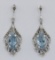 Antique Style Blue Topaz Marcasite Earrings Sterling Silver