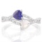 4/5 CARAT LAB TANZANITE & 1/2 CARAT CREATED FIRE OPAL 925 STERLING SILVER RING