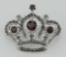 Marcasite / Garnet Crown Pin / Brooch - Sterling Silver