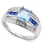 1 CARAT BABY SWISS BLUE TOPAZ & 1 CARAT (26 PCS) CREATED BLUE SAPPHIRE 925 STERLING SILVER RING