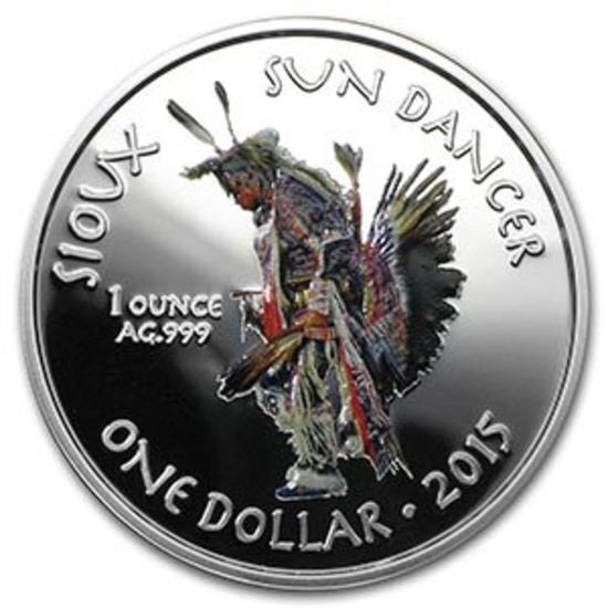 2015 1 oz Silver Proof Native American Mint $1 Sun Dancer