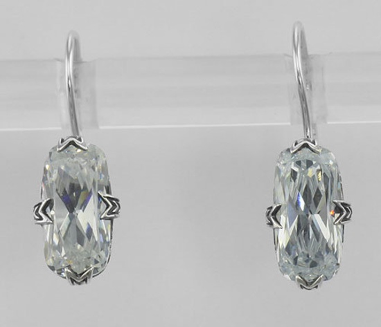 Cubic Zirconia Filigree Earrings - Sterling Silver