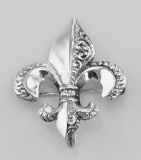 Fleur de Lis Pin - Charm Hanger - Sterling Silver