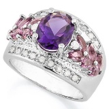 CREATED AMETHYST 925 STERLING SILVER RING