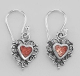 Cute Heart Earrings w/ Stone - Sterling Silver