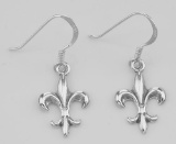 Cute French Style Fleur de Lis Earrings - Sterling Silver