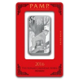 1 oz Silver Bar - PAMP Suisse (Year of the Monkey)