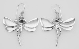 Antique Style Winged Fairy Earrings - Sterling Silver