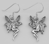 Art Nouveau Style Fairy Earrings - Small Fairies - Sterling Silver