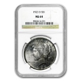 1923-D Peace Dollar MS-64 NGC