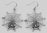 Spider in Web Earrings - Sterling Silver - Halloween