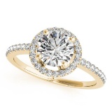 CERTIFIED 18K YELLOW GOLD 1.58 CT G-H/VS-SI1 DIAMOND HALO ENGAGEMENT RING
