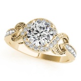 CERTIFIED 18K YELLOW GOLD 0.76 CT G-H/VS-SI1 DIAMOND HALO ENGAGEMENT RING