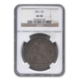 1852 Liberty Seated Dollar AU-58 NGC