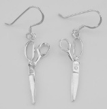 Classic Opening Sewing Shears / Scissor Earrings - Sterling Silver
