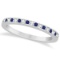 Cathedral Blue Sapphire and Diamond Wedding Band 14k White Gold 0.29ct