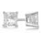 Certified 1.04 CTW Princess Diamond Stud Earrings E/SI2