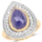 14K Yellow Gold Plated 4.81 Carat Genuine Tanzanite and White Topaz .925 Sterling Silver Ring