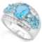 CREATED BLUE TOPAZ 925 STERLING SILVER RING