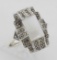 Vintage Style Mother of Pearl and Marcasite Ring - Sterling Silver