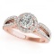 CERTIFIED 18K ROSE GOLD .85 CT G-H/VS-SI1 DIAMOND HALO ENGAGEMENT RING