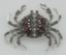 Marcasite / Garnet Crab Pin - Sterling Silver