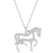 Diamond Galloping Horse Pendant Necklace 4k White Gold 0.25ct
