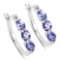 1.99 Carat Genuine Tanzanite and White Diamond .925 Sterling Silver Earrings
