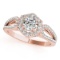 CERTIFIED 18K ROSE GOLD 1.38 CT G-H/VS-SI1 DIAMOND HALO ENGAGEMENT RING