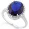 5 CARAT CREATED BLUE SAPPHIRE & GENUINE DIAMOND 925 STERLING SILVER RING