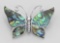 Abalone Shell Butterfly Pin / Brooch - Sterling Silver