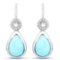 3.07 Carat Genuine Turquoise and White Topaz .925 Sterling Silver Earrings