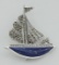 Sailboat Pin - Lapis / Marcasite - Sterling Silver