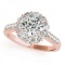 CERTIFIED 18K ROSE GOLD 2.12 CT G-H/VS-SI1 DIAMOND HALO ENGAGEMENT RING
