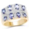 14K Yellow Gold Plated 1.68 Carat Genuine Tanzanite .925 Sterling Silver Ring