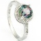 1.60 CT MYSTIC GEMSTONE & 20 PCS CREATED WHITE SAPPHIRE PLATINUM OVER 0.925 STERLING SILVER RING