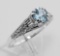 Antique Style Genuine Blue Topaz Filigree Ring Sterling Silver