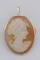 Italian Hand Carved Cameo Pin / Pendant in Fine Sterling Silver